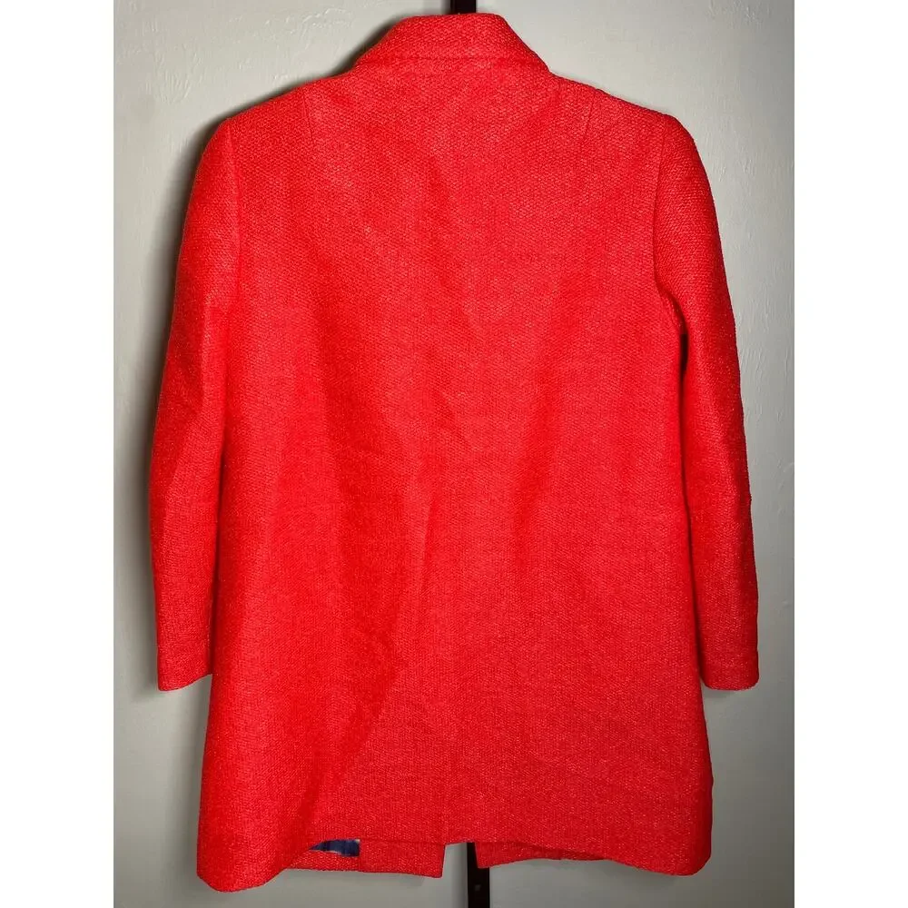 Tory Burch Castleton Peacot Womens XS Red Gold Buttons Silk Lining Cotton Blend